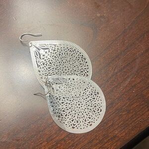Silver Teardrop Filigree Earrings